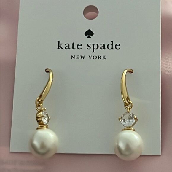 Nwt Kate Spade Cream Glass Pearl Earrings "Pearls Of Wisdom" H2 - Picture 1 of 5